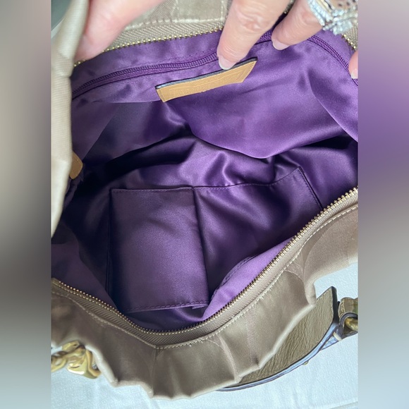 Coach Carly Signature C Hobo Bag Tan & Brown Canvas Gold Tone Hardware - Picture 7 of 16